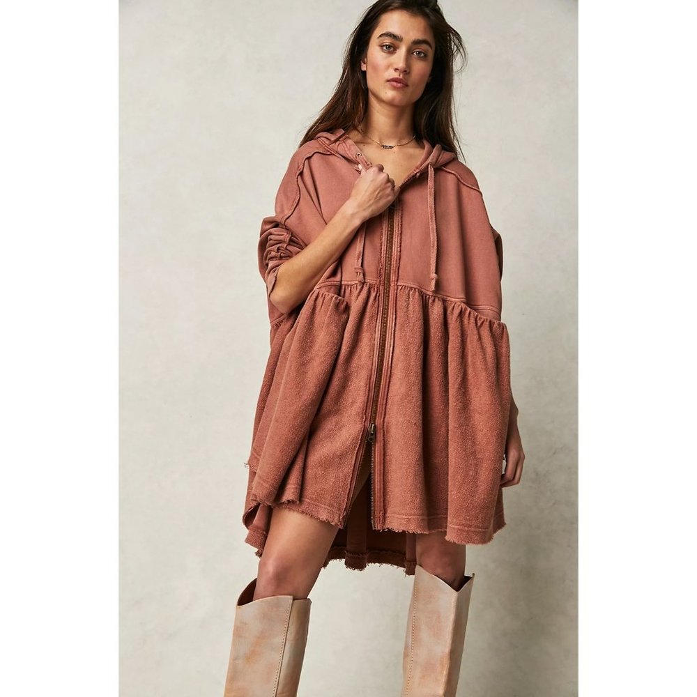 Free People Run Run Cardi Hooded Zip Up Sweatshirt Size XS